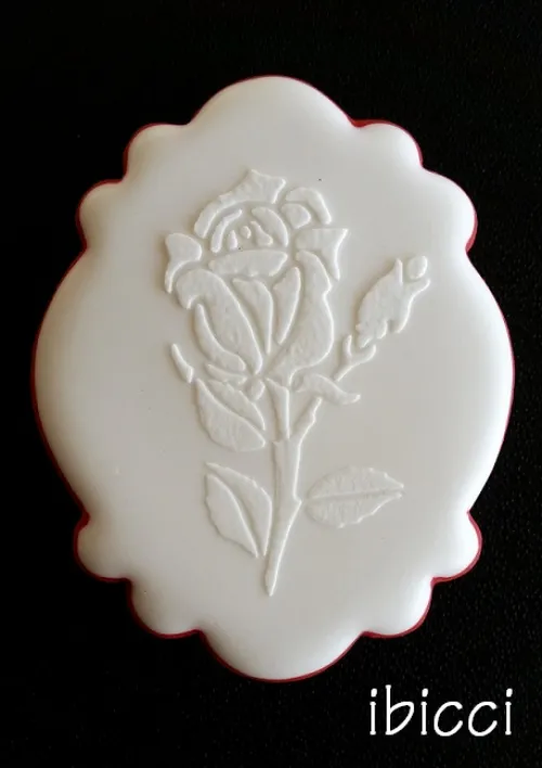 Left Stemmed Rose - stencilled in white royal